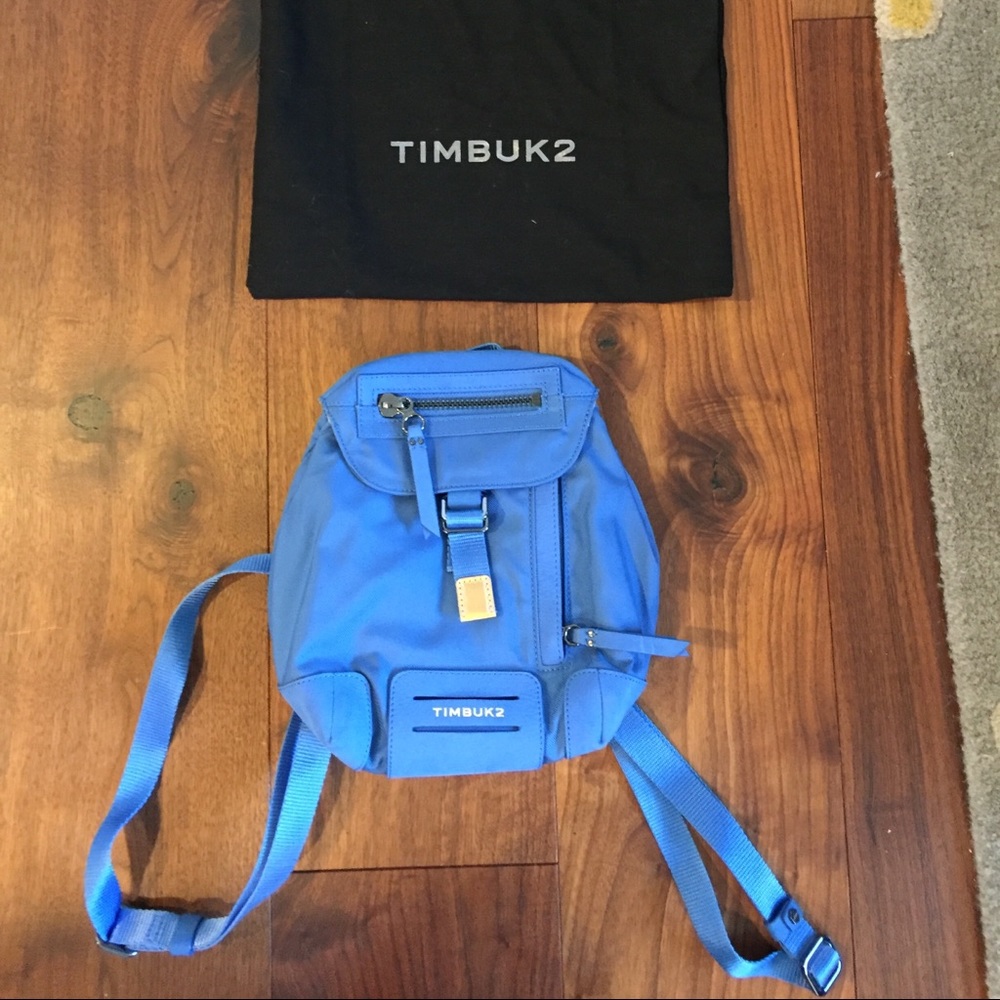 NWOT Timbuk2 Leather Slouchy Backpack Demi - Blue